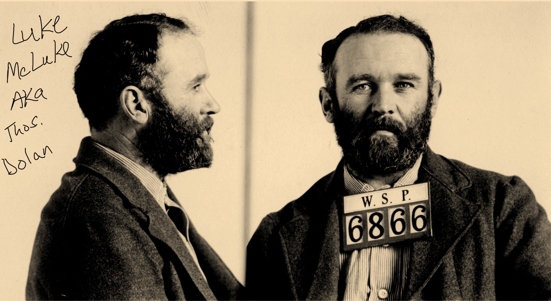 Vintage mugshot of Luke McLuke, inmate at the Washington State Penitentiary